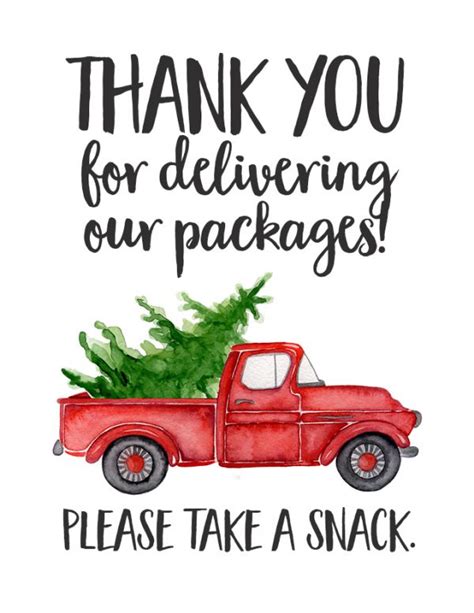 Thank You For Delivering Our Packages Free Printable